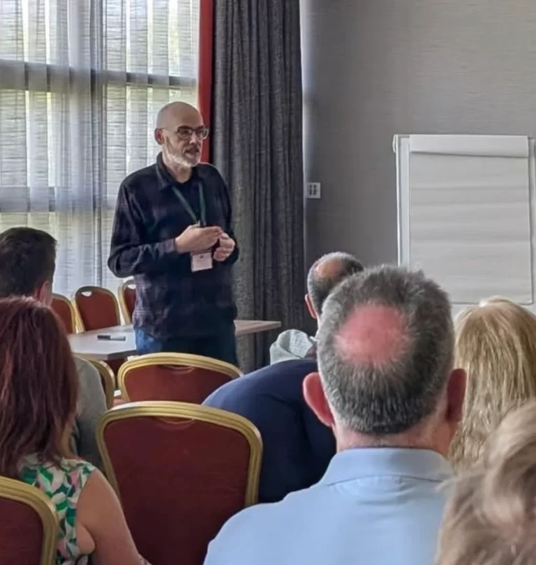 Stephen McGill, founder of Globalize, speaking at a business event in Derry